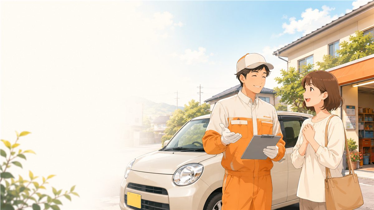 車について相談するお客様とスタッフ